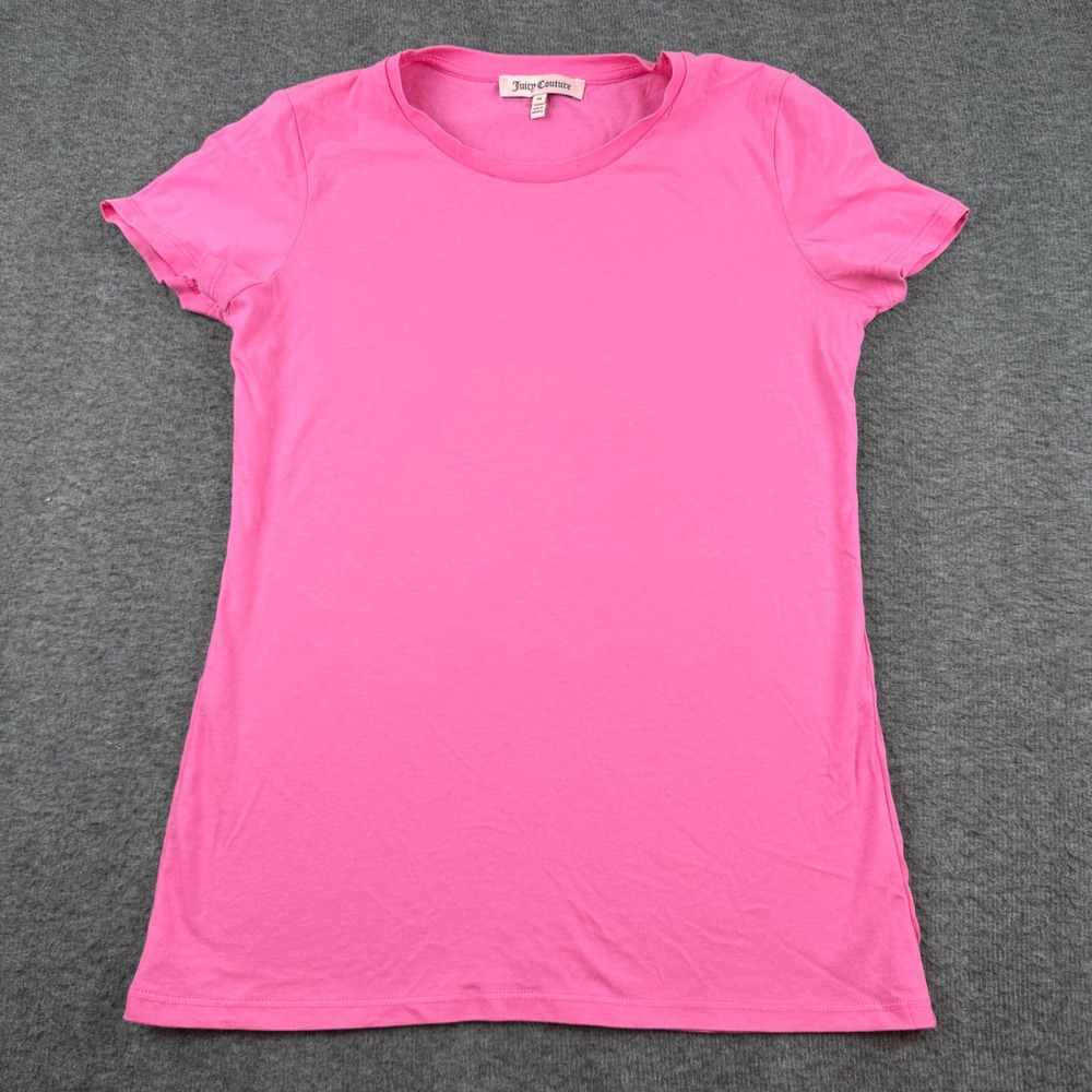 Juicy Couture T Shirt Women's Size M Pink Short Sleeve Crew Neck Solid Cotton
